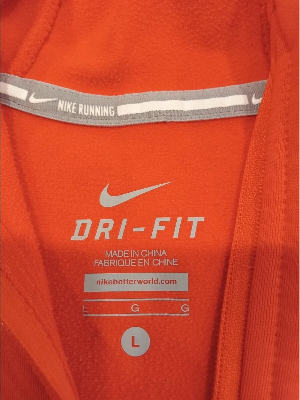 Nike Dri-FIT Running Hoodie Womens Large Orange 1/2 Zip Sweatshirt Pullover L